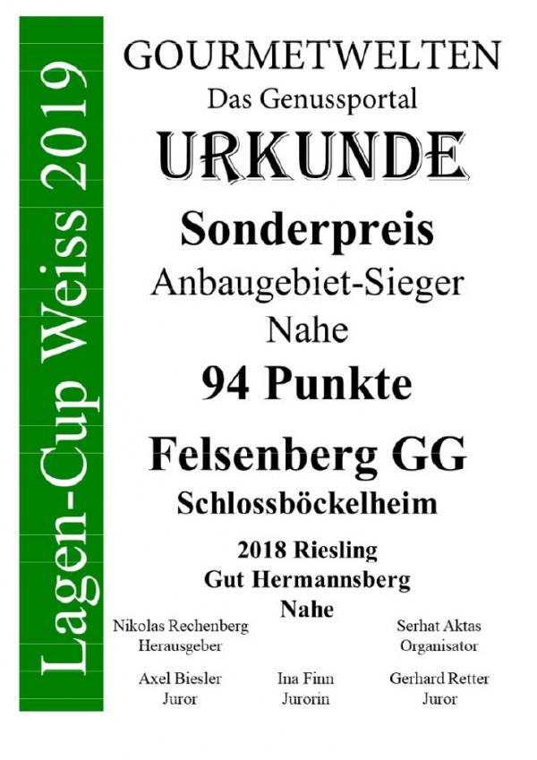 Urkunde Felsenberg GG 2018